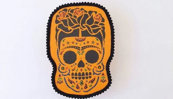 Quadro Box Caveira Mexicana Amarela