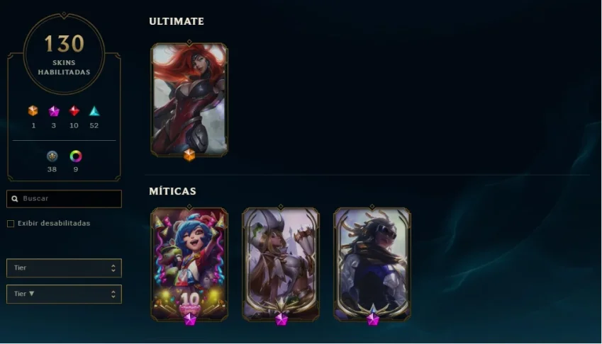 CONTA LEAGUE OF LEGENDS 130 SKINS 2 PRESTÍGIOS