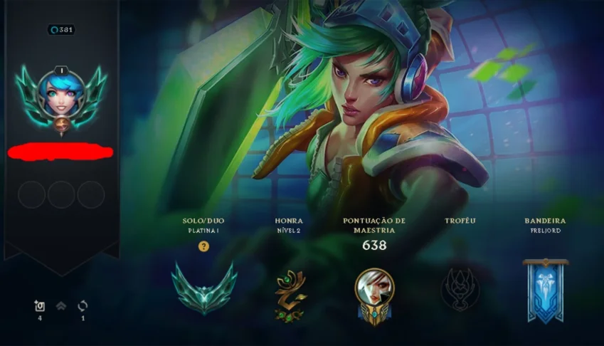 Conta de LOL Nvl 381 Platina 1 com MMR De diamante 2