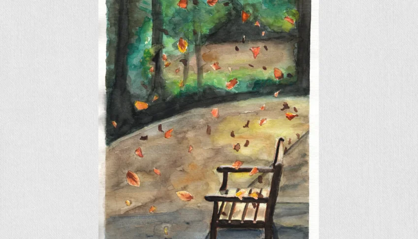 Aquarela Original Outono A4 - Sem Moldura