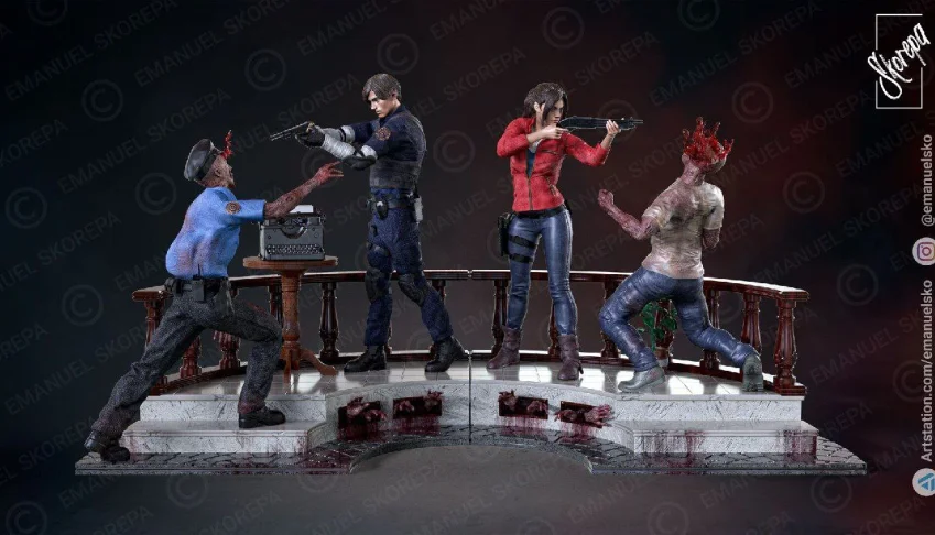 Resident Evil 2 Diorama STL 3d