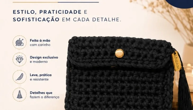 Carteira Feminina de Crochê Artesanal - Elegante e Charmosa