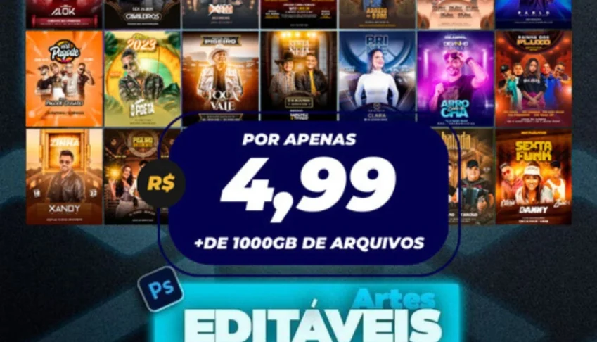 Pack de artes disponível para Photoshop, Corel e Canva