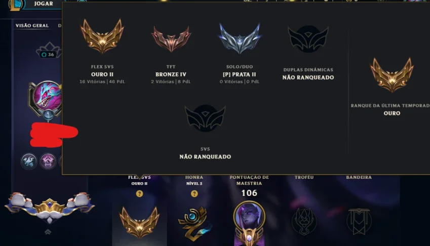 prata, 6 Skins, Upada na Mão, 10K Ea, Ouro Flex, Lol Lvl 36