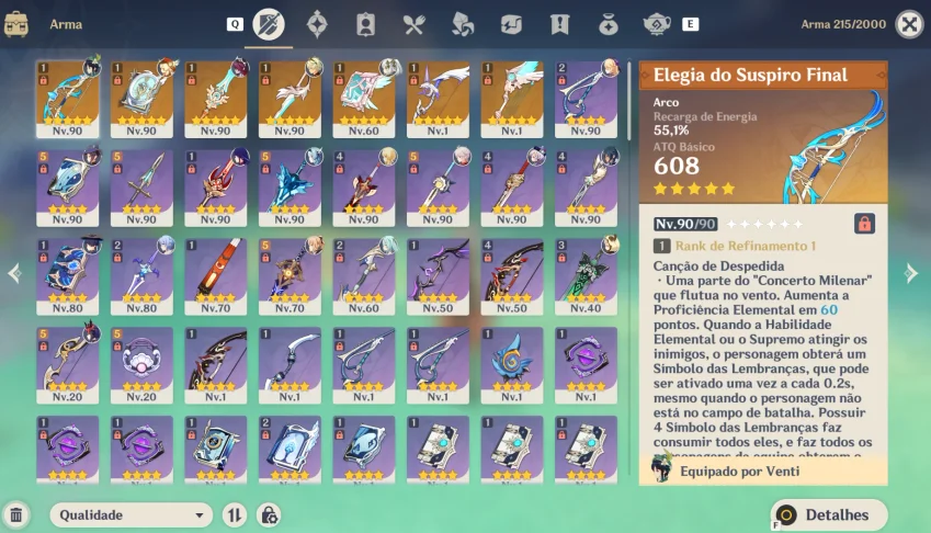 Conta Genshin Impact com 16 5* e vários 4* com constelações