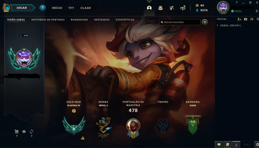 Conta de League of Legends Platina 4