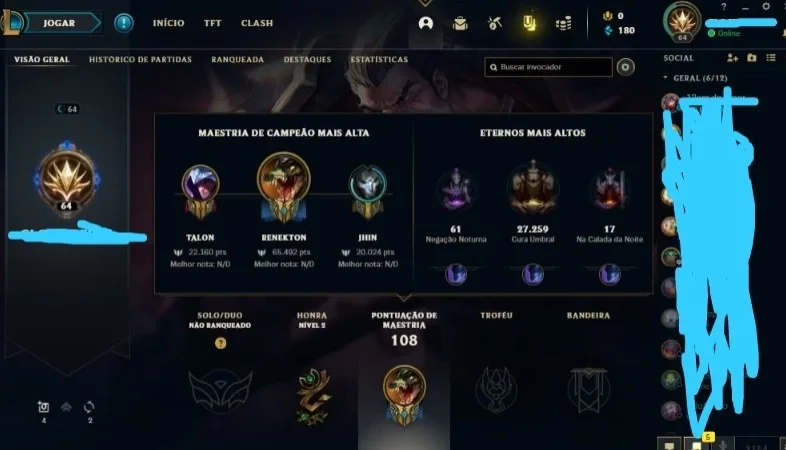 Conta LOL Platina season 11