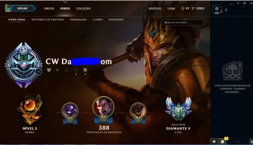 Conta League Of Legends Diamante V + Todos Campeões + SKINS