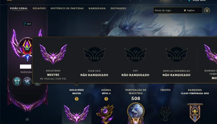 Mestre com TODOS os Champs e 64 Skins ( 208 PDL )