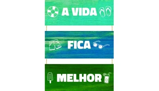 Placas MDF A Vida Fica Melhor na Piscina - 4 Peças