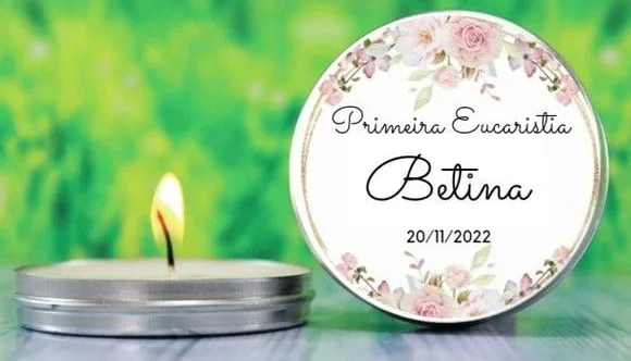Vela na Lata Personalizada Primeira Eucaristia