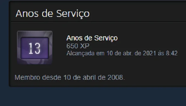 Conta Steam 13 Anos