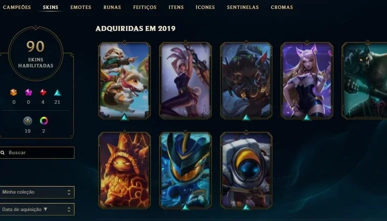 CONTA LEAGUE OF LEGENDS COM MUITAS SKINS