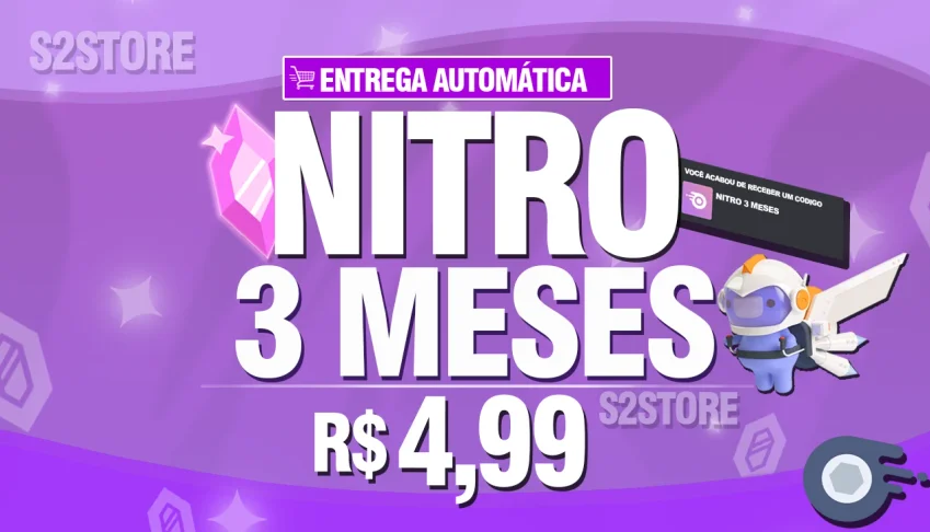 Discord Nitro Gaming 3 Meses + 6 Impulsos R$ 4,99