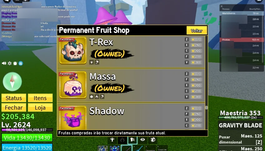 conta blox fruits 10mi bounty 6 perm full game pass