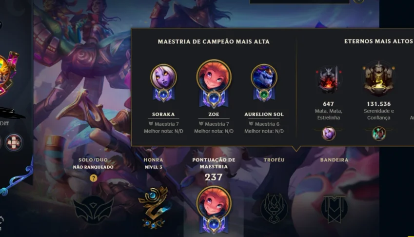 Conta Feminina unranked (84 skins incluindo mitica do lee)