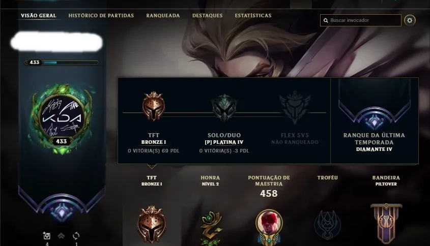 VENDO CONTA LOL, UNRANKED Ex-Diamante IV, 116 skins