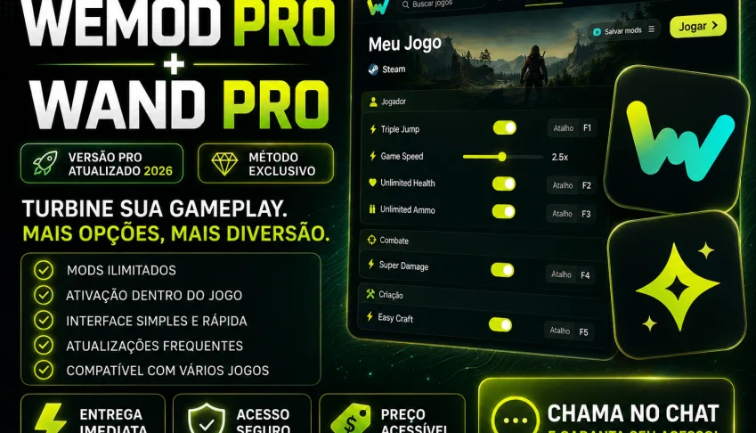 WeMod PRO + Wand PRO 2026 — Mods, Trainers Atualizado!