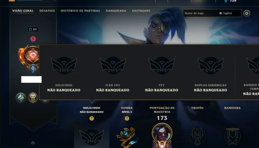 Unranked com 60 Champs e 27 Skins
