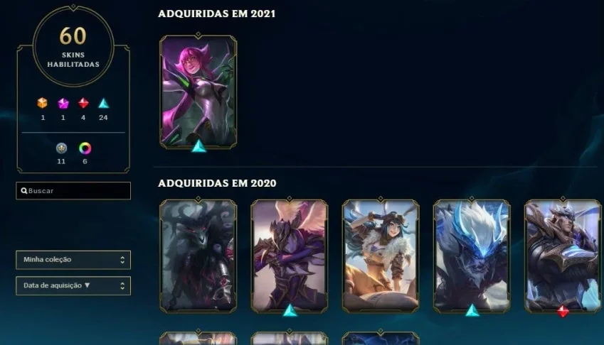 Conta LoL com 60 skins