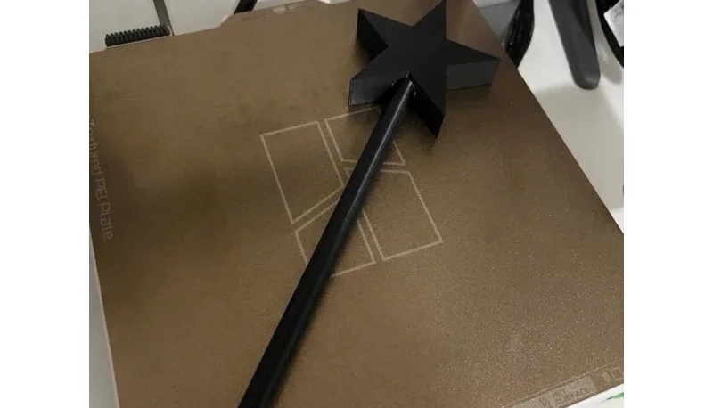 Varinha Estrela Preta 3D para Fantasia