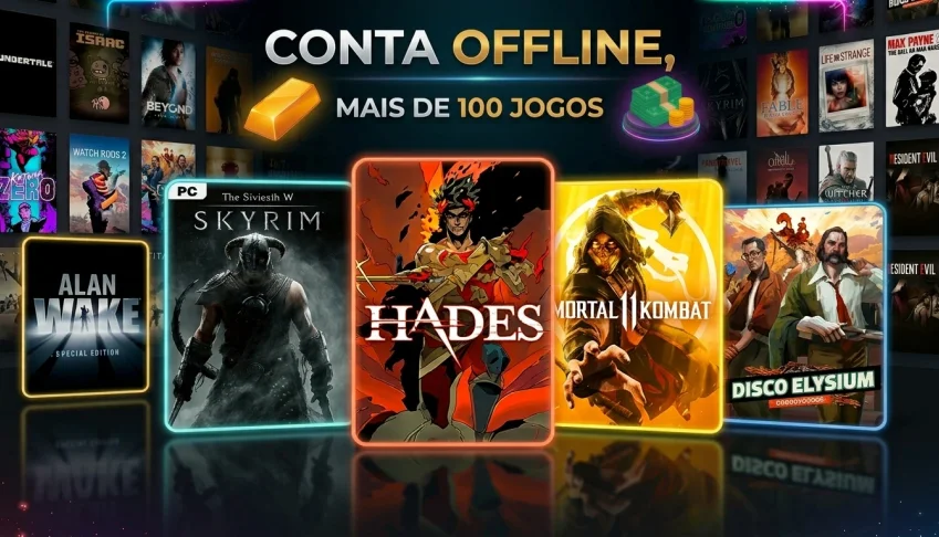 MEGA CONTA STEAM +50 JOGOS (MK11, HADES, SKYRIM)