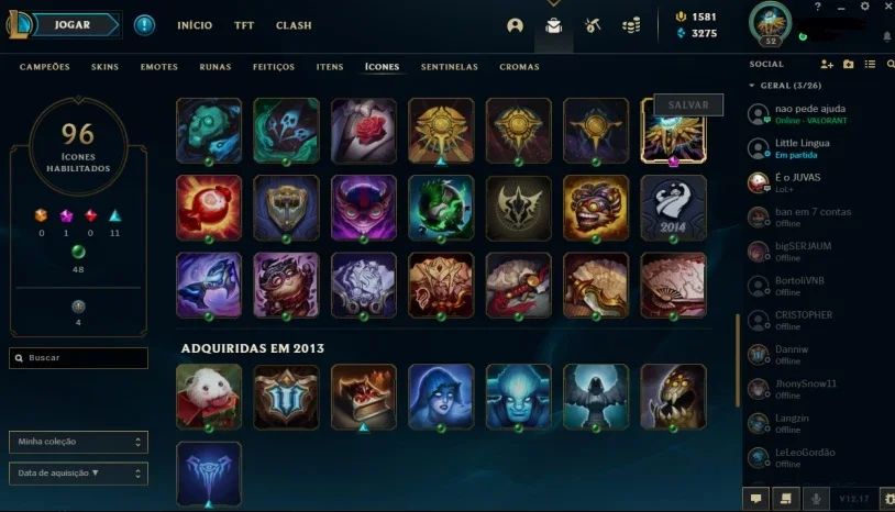 Conta de League of Legends criada em 2013 (raridade)