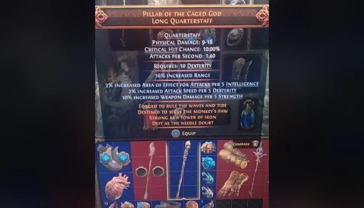 Pillar of the caged god long quarterstaff
