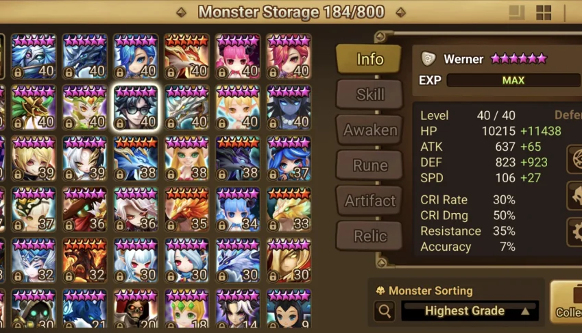 Summoners War Global com SatoruGoju Light SW e Zerath