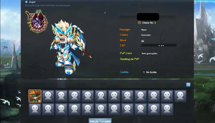 Conta do Grand Chase Classic Personagem Ryan LEV 85