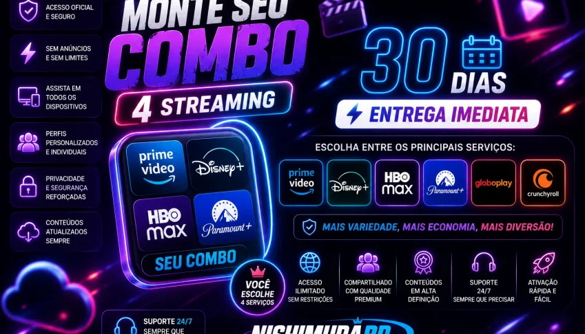 Monte Seu Combo (4 Streaming) - 30 Dias - Entrega Auto 🟢