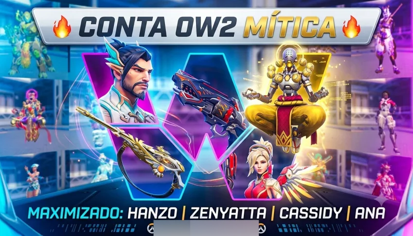 Conta OW2|Mítica Hanzo, Mítica Zenyatta, Arma Mítica/Doura