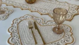 Kit mesa posta Branco e dourado