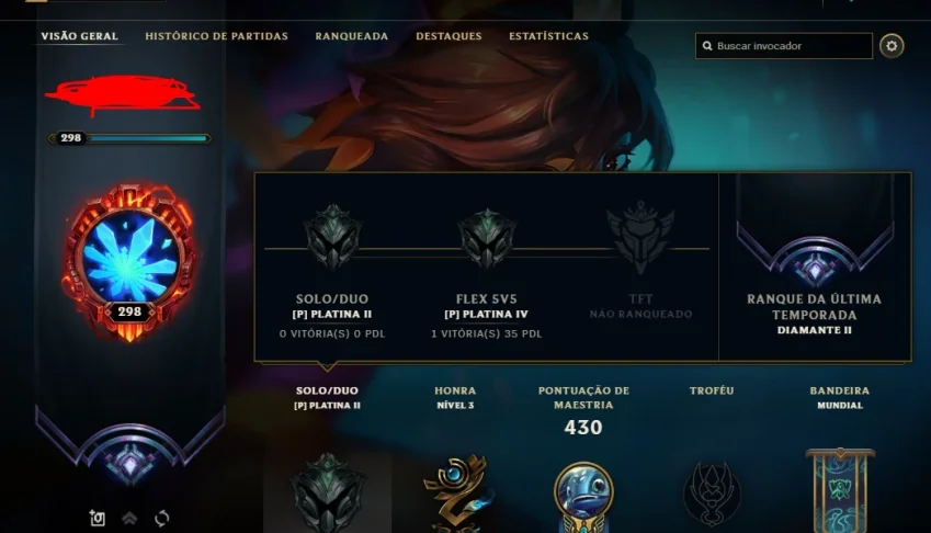Conta League Of Legends + 150 skins MMR Diamond 1
