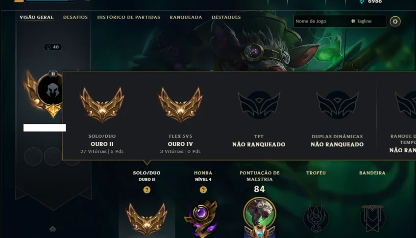Ouro 2 com 55 Champs e 6 Skins