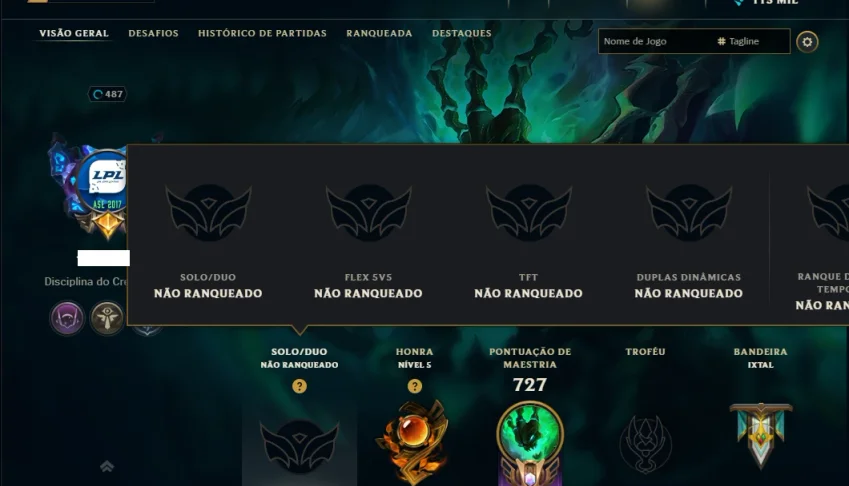 Unranked com TODOS os Champs e 287 Skins ( SUP / ADC / JG )