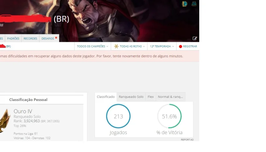 Vendo conta de lol ouro 4