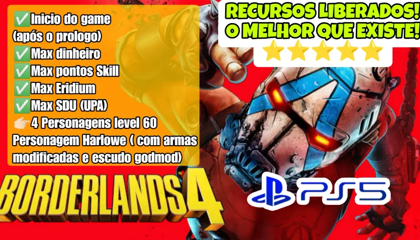Borderlands 4 (PS5) - Dinheiro, LvL, Skill, sdu, armas, etc!