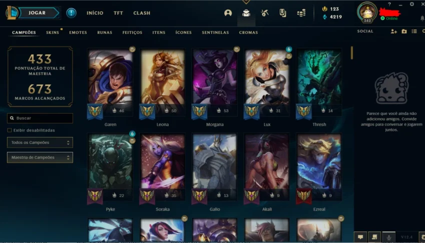 CONTA PRATA 4 SOLO/DUO, FLEX UNRANKED, LVL 342, 139 SKINS