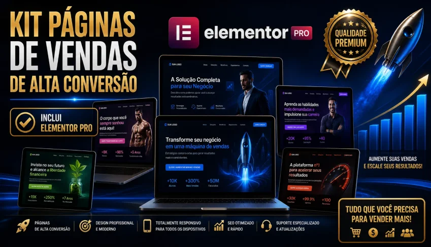 Kit centenas de Paginas de Vendas + Plugin Elementor Pro