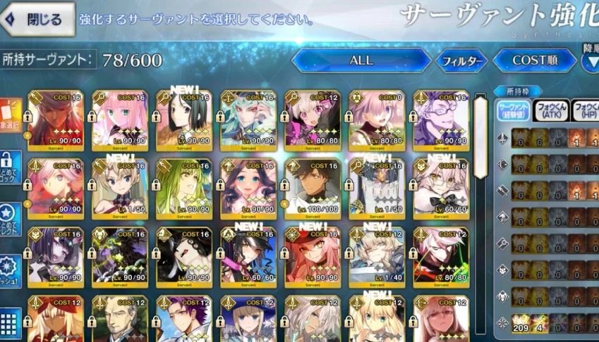 Conta Fate/Go Server Japonês (19 Ssr)