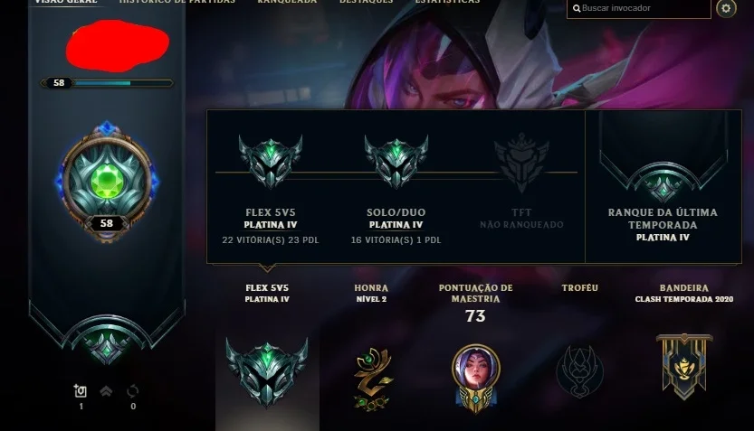 CONTA LEAGUE OF LEGENDS PLATINA NAS DUAS FILAS MMR ALTO 67%