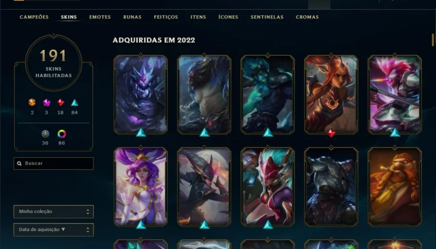 Conta lol master todos champs 100k + EA