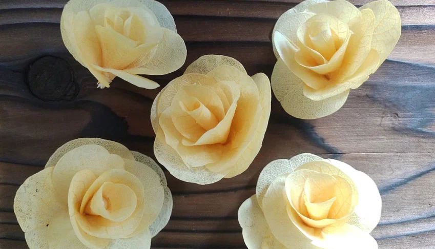 Rosa de folhas desidratadas (pacote com 5 unidades)