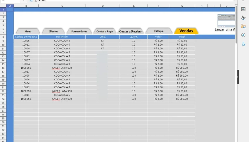Planilha Excel para Distribuidora de Bebidas