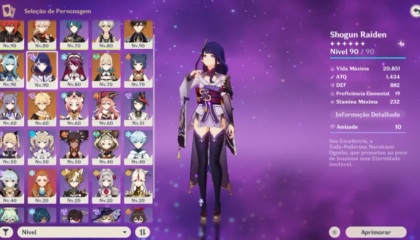 CONTA DE GENSHIN AR 56 7 PERSONAGENS 5 ESTRELAS