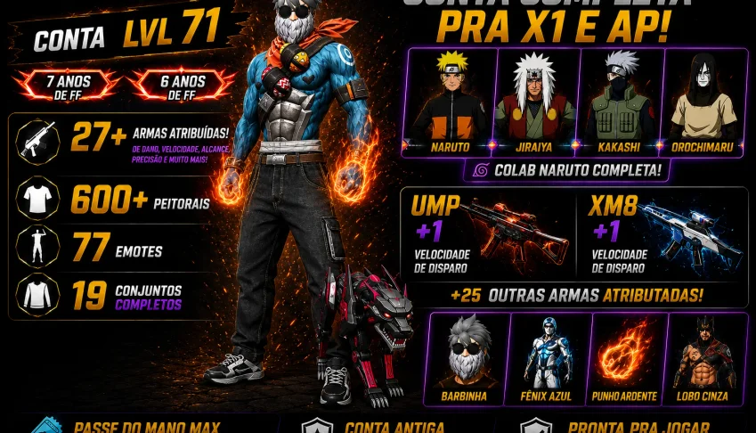 Conta de Free fire pra jogador de AP e X1