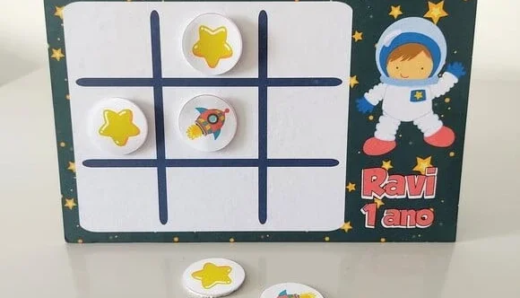 Jogo da Velha Astronauta Personalizado - 21 x 15 cm