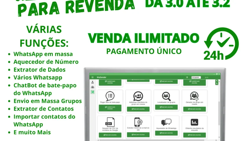 Software Wasender 3.2 Envio Em Massa + Chatbot 2024 