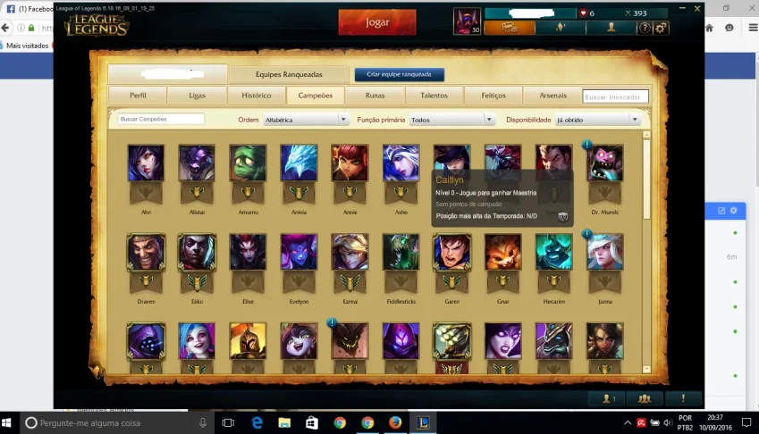 Bronze I com 54 campeões, 25 skins, sona dj, ez pulsefire
